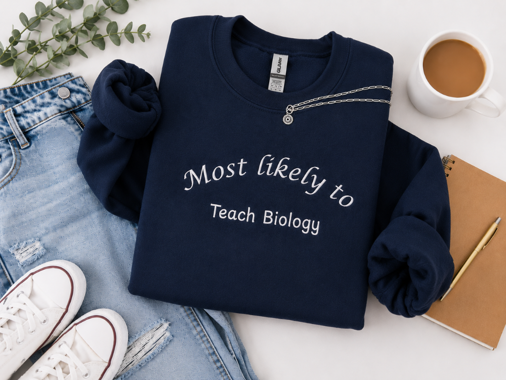 Most Likely to Teach Biology Crewneck - Embroidered