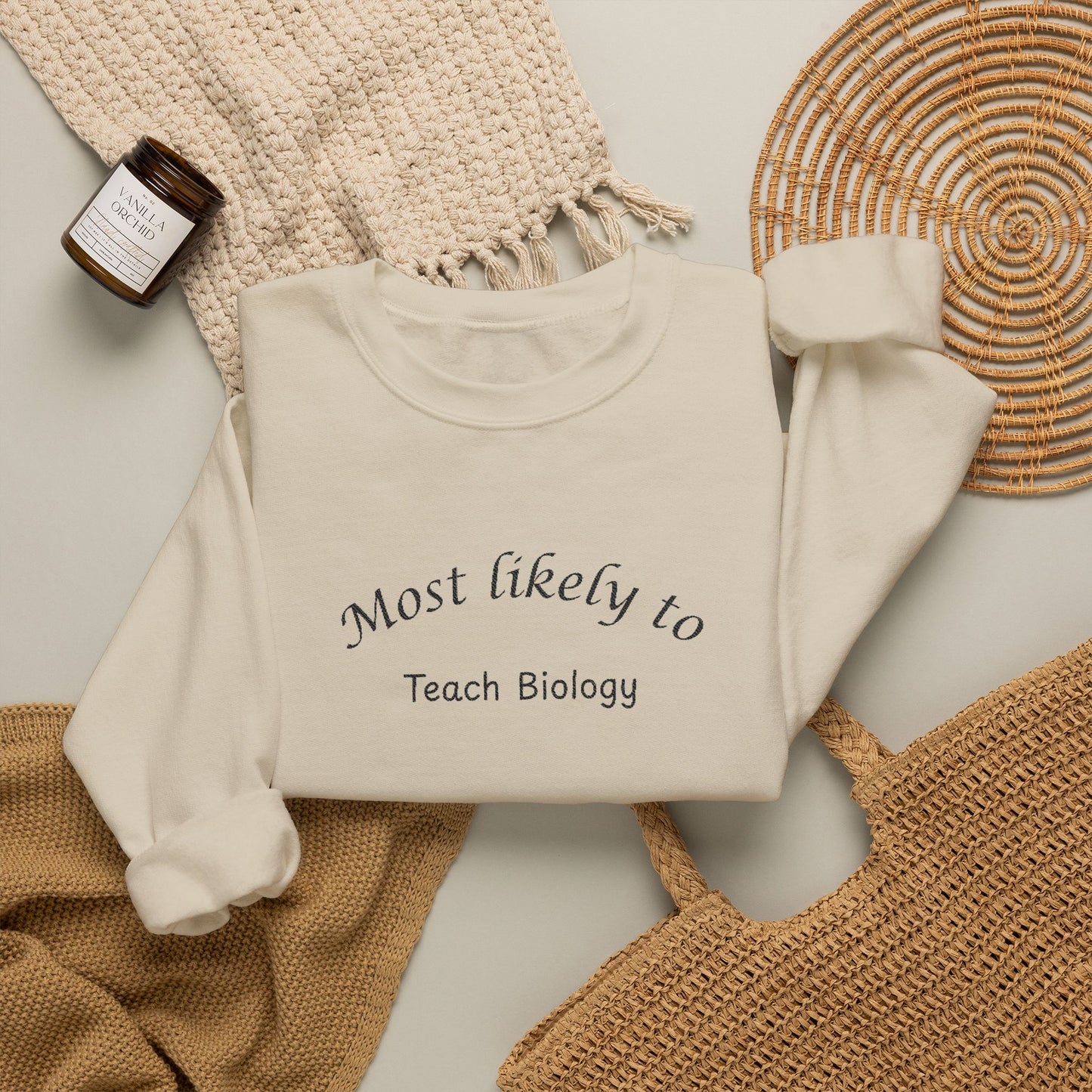 Most Likely to Teach Biology Crewneck - Embroidered