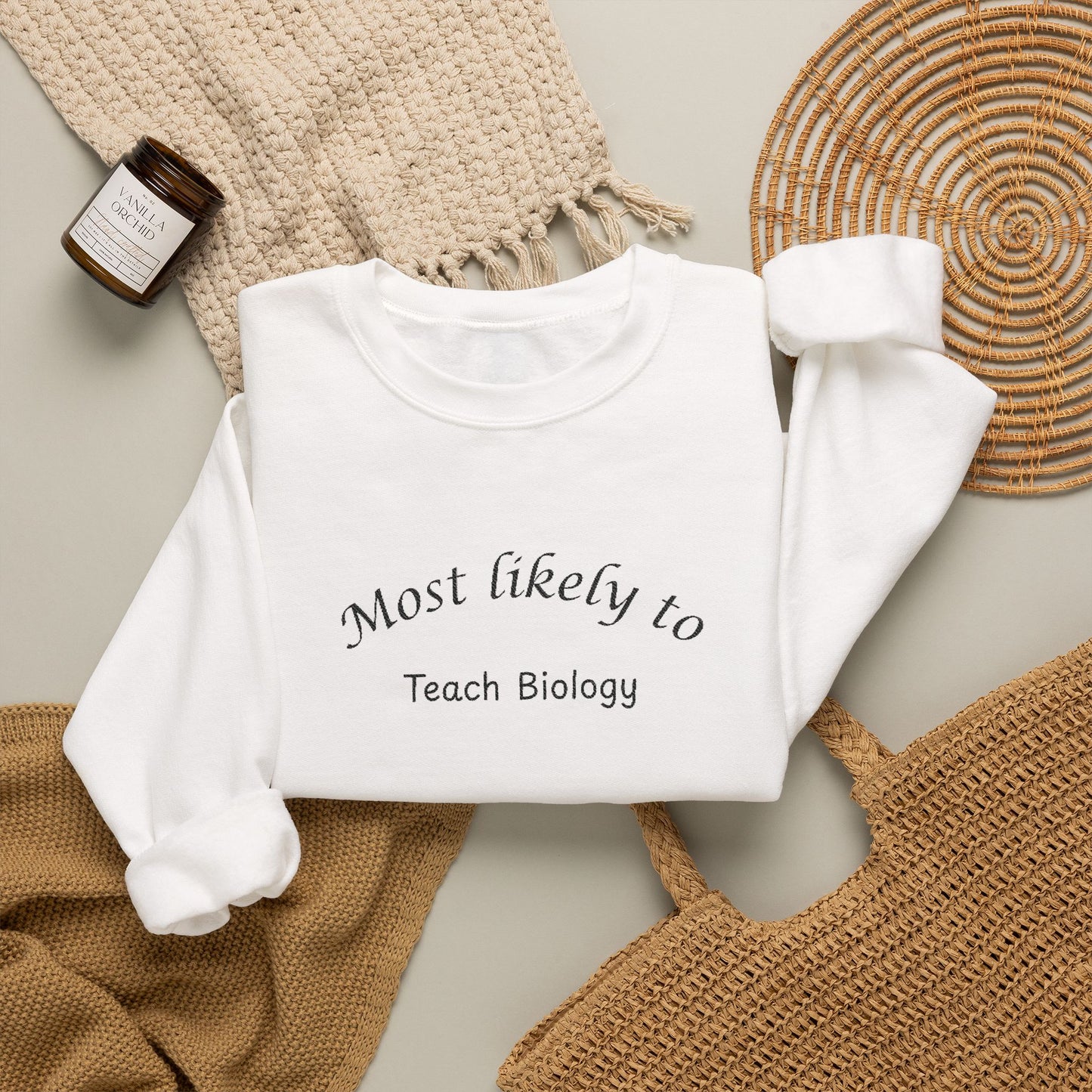 Most Likely to Teach Biology Crewneck - Embroidered